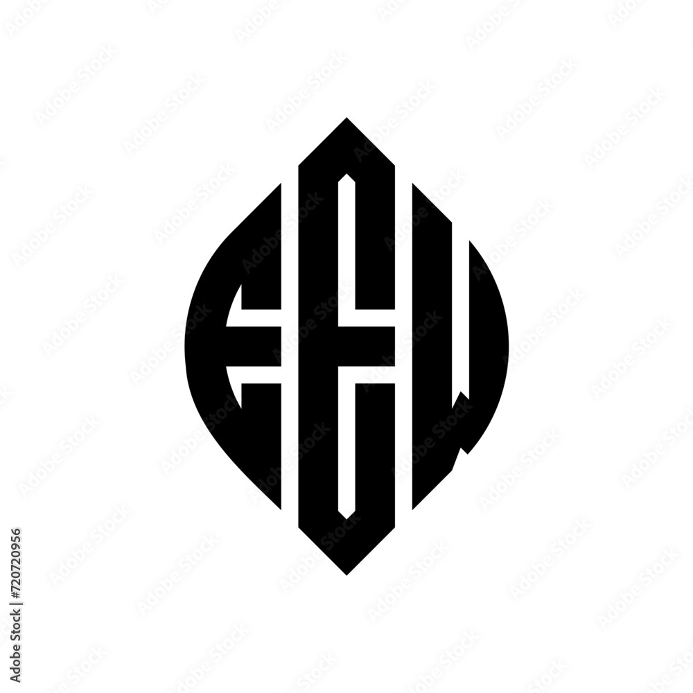 Obraz premium EEW circle letter logo design with circle and ellipse shape. EEW ellipse letters with typographic style. The three initials form a circle logo. EEW Circle Emblem Abstract Monogram Letter Mark Vector.