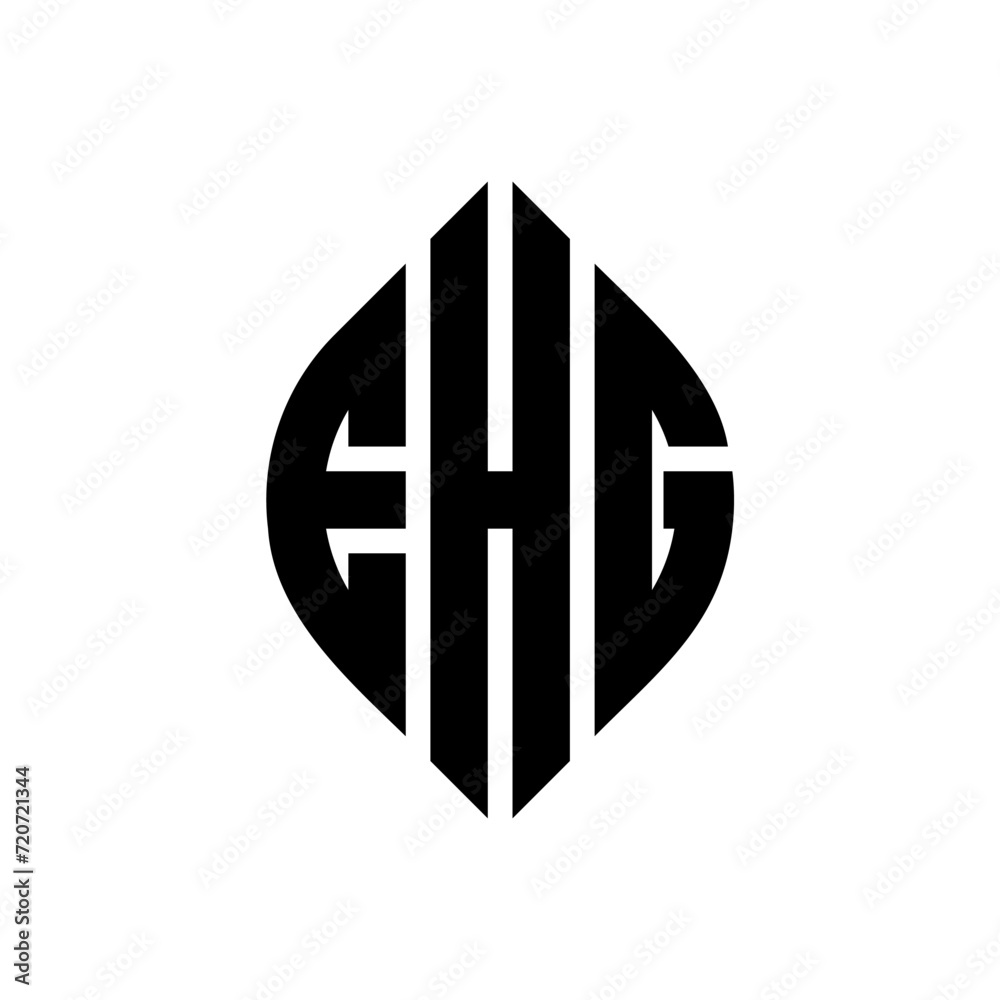 Obraz premium EHG circle letter logo design with circle and ellipse shape. EHG ellipse letters with typographic style. The three initials form a circle logo. EHG Circle Emblem Abstract Monogram Letter Mark Vector.