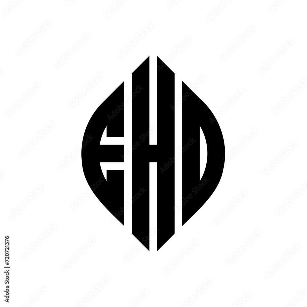 Obraz premium EHO circle letter logo design with circle and ellipse shape. EHO ellipse letters with typographic style. The three initials form a circle logo. EHO Circle Emblem Abstract Monogram Letter Mark Vector.