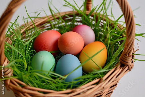 Wallpaper Mural Colorful Easter Eggs in Basket with Grass Torontodigital.ca