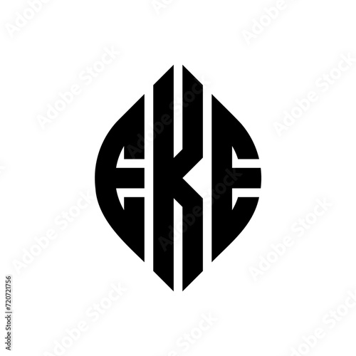 EKE circle letter logo design with circle and ellipse shape. EKE ellipse letters with typographic style. The three initials form a circle logo. EKE Circle Emblem Abstract Monogram Letter Mark Vector. photo