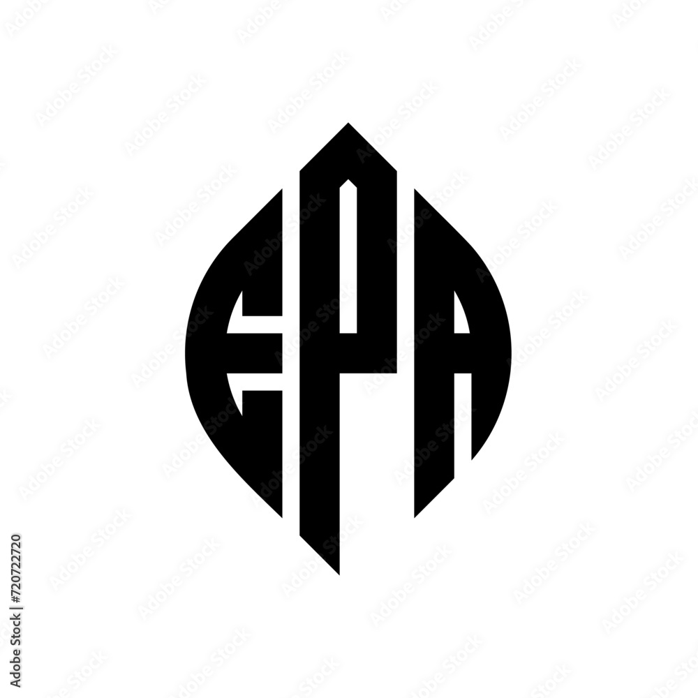 Obraz premium EPA circle letter logo design with circle and ellipse shape. EPA ellipse letters with typographic style. The three initials form a circle logo. EPA Circle Emblem Abstract Monogram Letter Mark Vector.