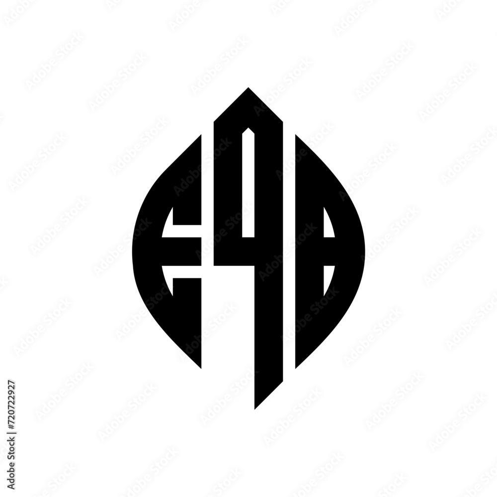 Obraz premium EQB circle letter logo design with circle and ellipse shape. EQB ellipse letters with typographic style. The three initials form a circle logo. EQB Circle Emblem Abstract Monogram Letter Mark Vector.