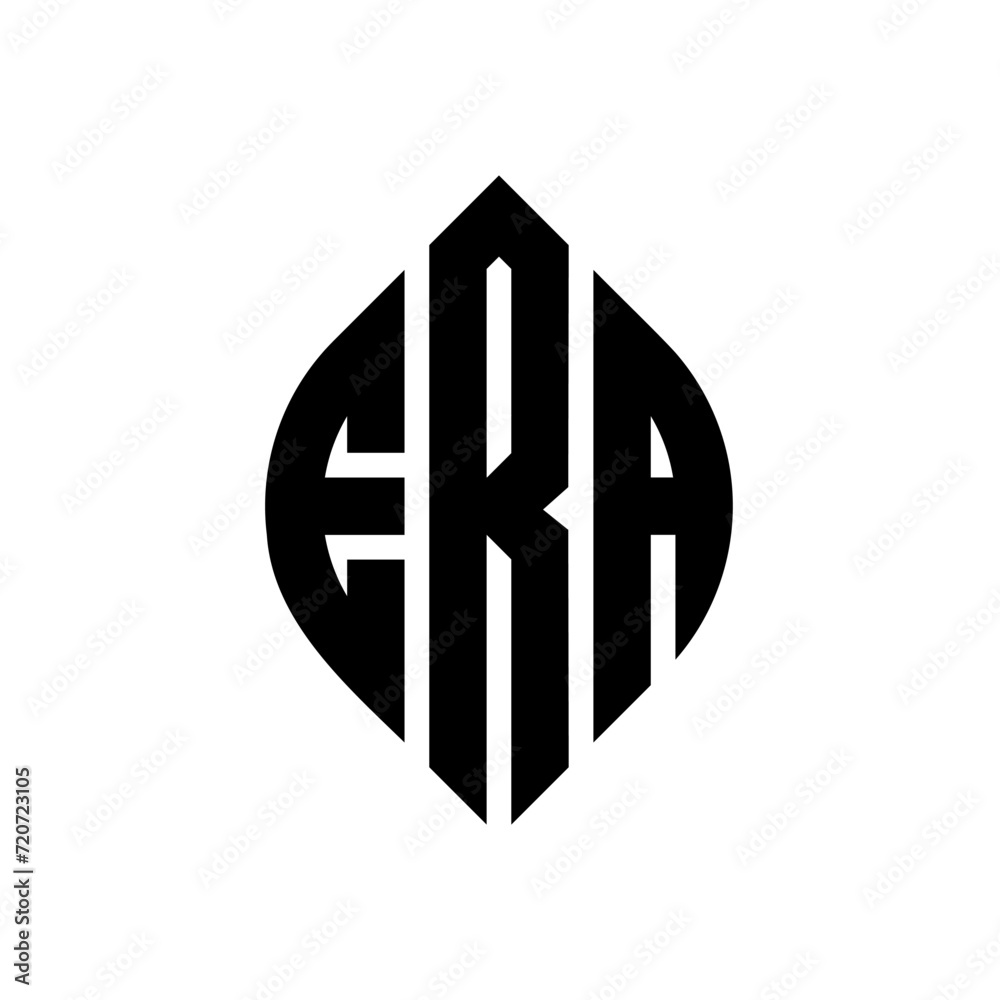 ERA circle letter logo design with circle and ellipse shape. ERA ellipse letters with typographic style. The three initials form a circle logo. ERA Circle Emblem Abstract Monogram Letter Mark Vector.