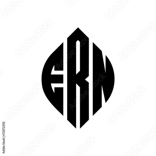 ERN circle letter logo design with circle and ellipse shape. ERN ellipse letters with typographic style. The three initials form a circle logo. ERN Circle Emblem Abstract Monogram Letter Mark Vector.