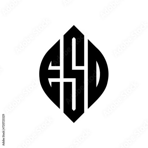 ESO circle letter logo design with circle and ellipse shape. ESO ellipse letters with typographic style. The three initials form a circle logo. ESO Circle Emblem Abstract Monogram Letter Mark Vector.