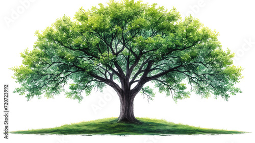 Drawing of a tree where fresh leaves are opened from green