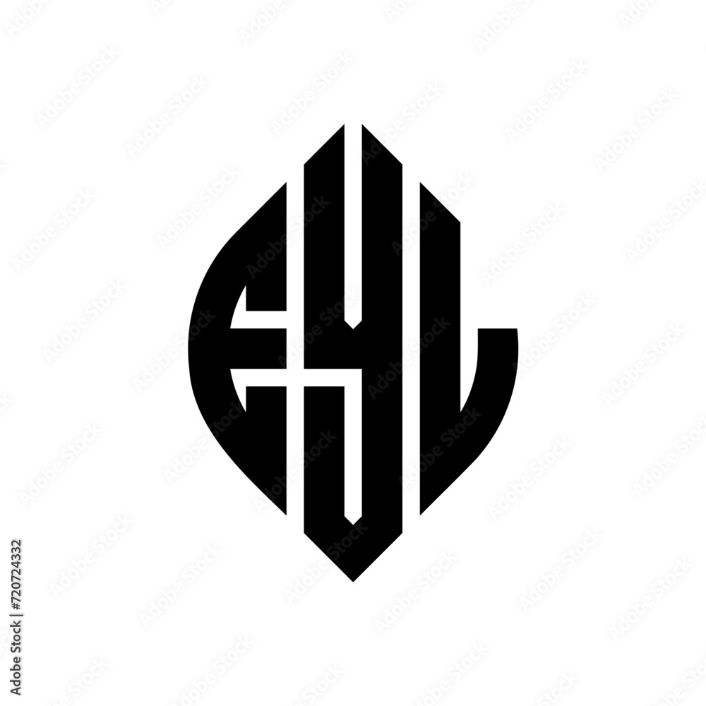 Obraz premium EYL circle letter logo design with circle and ellipse shape. EYL ellipse letters with typographic style. The three initials form a circle logo. EYL Circle Emblem Abstract Monogram Letter Mark Vector.