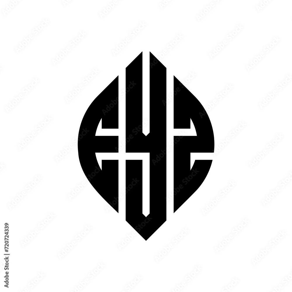 Fototapeta premium EYZ circle letter logo design with circle and ellipse shape. EYZ ellipse letters with typographic style. The three initials form a circle logo. EYZ Circle Emblem Abstract Monogram Letter Mark Vector.