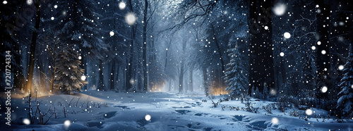 Enchanting Winter Forest Scene with Beautiful Snow Covered Trees. Midwinter Wallpaper. photo