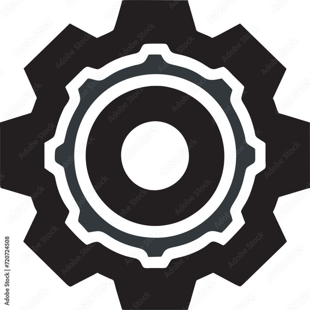stack of 6 gears viewed from top, icon stack of 6 gears viewed from top, icon