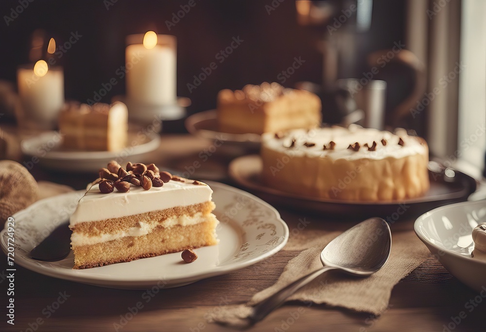 custom made wallpaper toronto digital style retro color wooden cake table Photo Cream