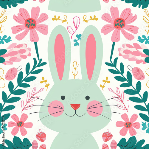 Easter theme illustration with a bunny rabbit