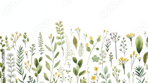 Spring Illustration Elements with Flowers and Plants.