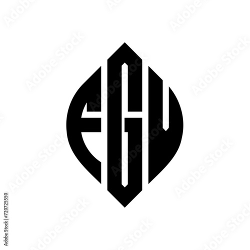 FGV circle letter logo design with circle and ellipse shape. FGV ellipse letters with typographic style. The three initials form a circle logo. FGV Circle Emblem Abstract Monogram Letter Mark Vector.