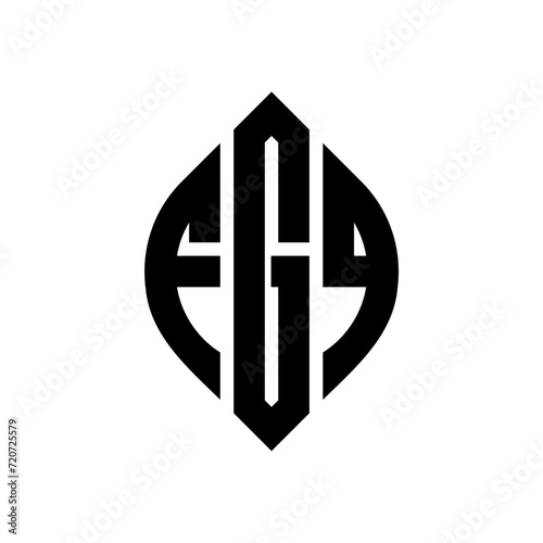 FGQ circle letter logo design with circle and ellipse shape. FGQ ellipse letters with typographic style. The three initials form a circle logo. FGQ Circle Emblem Abstract Monogram Letter Mark Vector.