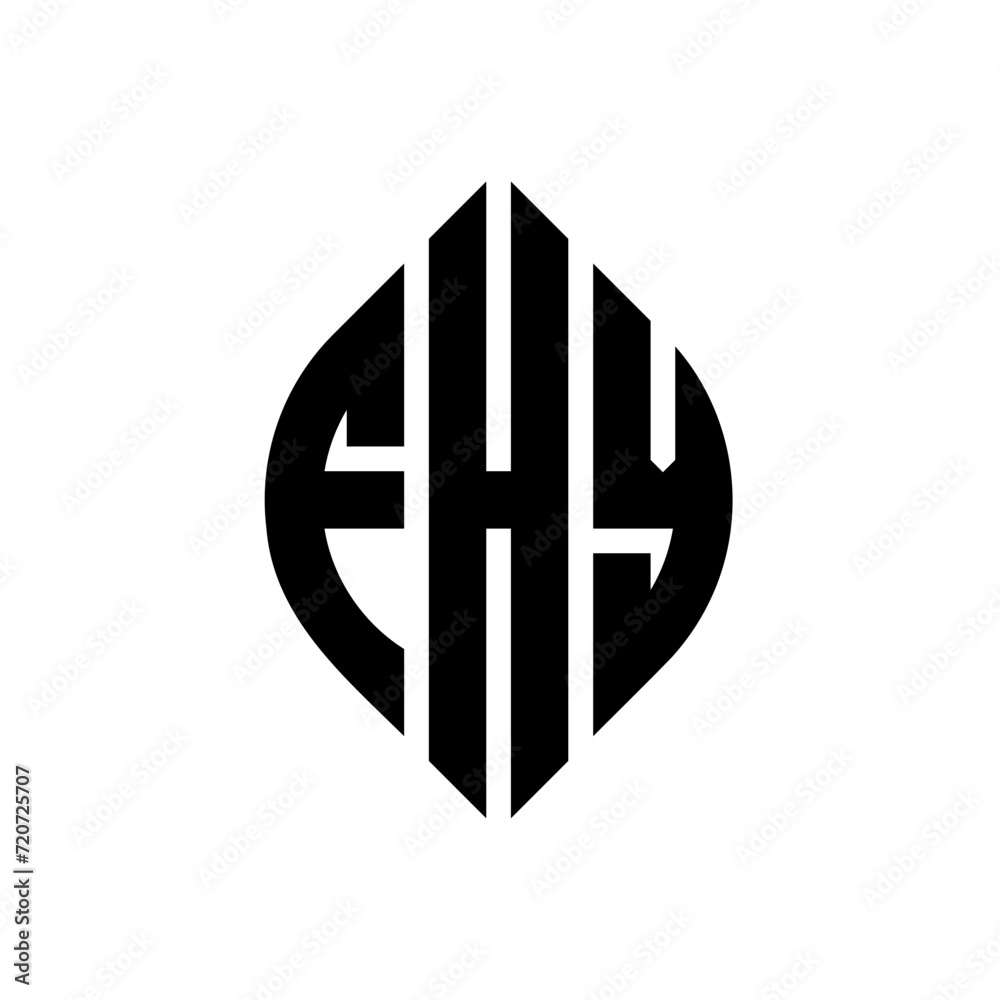 Obraz premium FHY circle letter logo design with circle and ellipse shape. FHY ellipse letters with typographic style. The three initials form a circle logo. FHY Circle Emblem Abstract Monogram Letter Mark Vector.