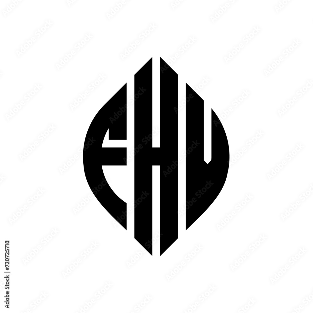 FHV circle letter logo design with circle and ellipse shape. FHV ellipse letters with typographic style. The three initials form a circle logo. FHV Circle Emblem Abstract Monogram Letter Mark Vector. FHV circle letter logo design with circle and ellipse shape. FHV ellipse letters with typographic style. The three initials form a circle logo. FHV Circle Emblem Abstract Monogram Letter Mark Vector.