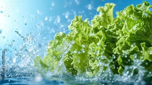 Studio photo of lettuce with water drops.