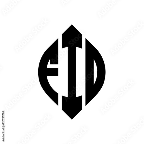 FID circle letter logo design with circle and ellipse shape. FID ellipse letters with typographic style. The three initials form a circle logo. FID Circle Emblem Abstract Monogram Letter Mark Vector.