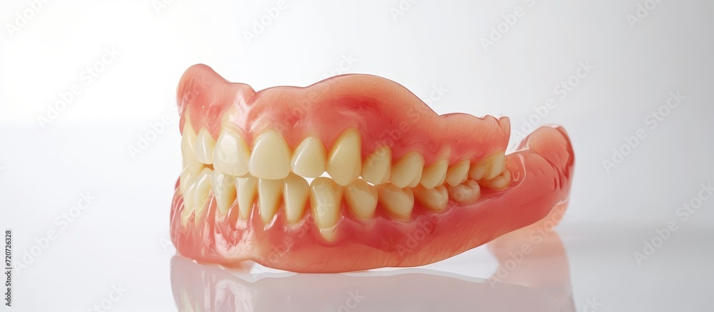 Obraz premium Lower Denture on White Background: Lower Denture Perfectly Blends with the White Background