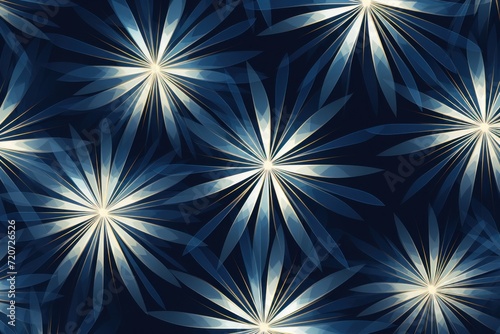 Indigo striking artwork featuring a seamless pattern of stylized minimalist starbursts