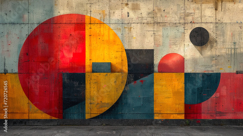 Abstract composition of geometric shapes and colors that create a sense of harmo