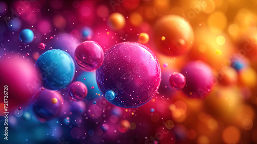 Abstract composition of multi colored balls that create a feeling of rainb photo