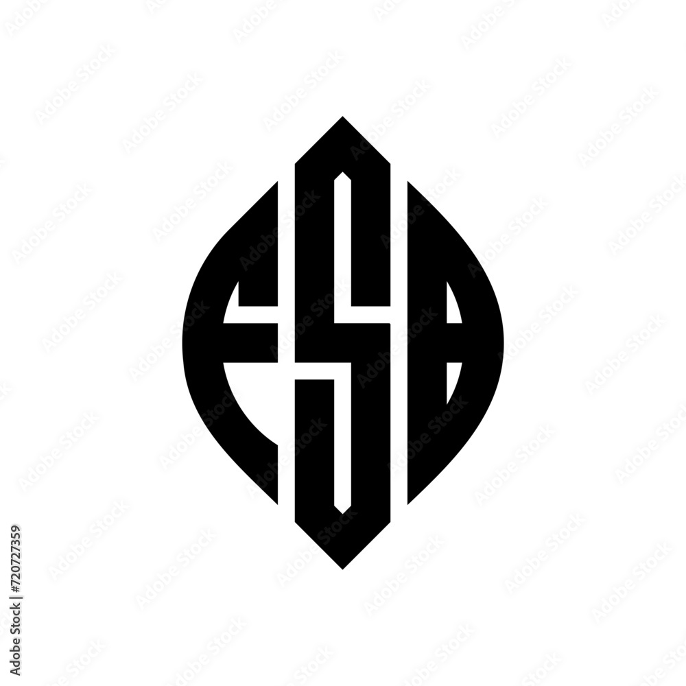 Obraz premium FSB circle letter logo design with circle and ellipse shape. FSB ellipse letters with typographic style. The three initials form a circle logo. FSB Circle Emblem Abstract Monogram Letter Mark Vector.