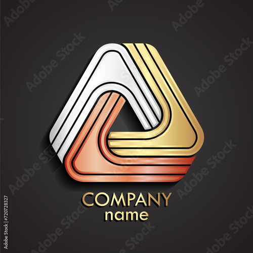 3d three metal triangle shape modern logo