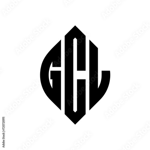 GCL circle letter logo design with circle and ellipse shape. GCL ellipse letters with typographic style. The three initials form a circle logo. GCL Circle Emblem Abstract Monogram Letter Mark Vector. photo