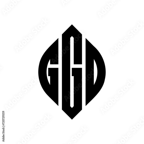 GGO circle letter logo design with circle and ellipse shape. GGO ellipse letters with typographic style. The three initials form a circle logo. GGO Circle Emblem Abstract Monogram Letter Mark Vector. photo