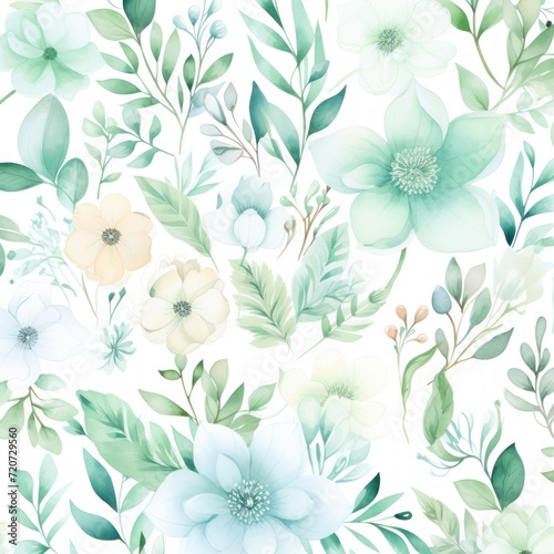 Jadeite watercolor botanical digital paper floral background