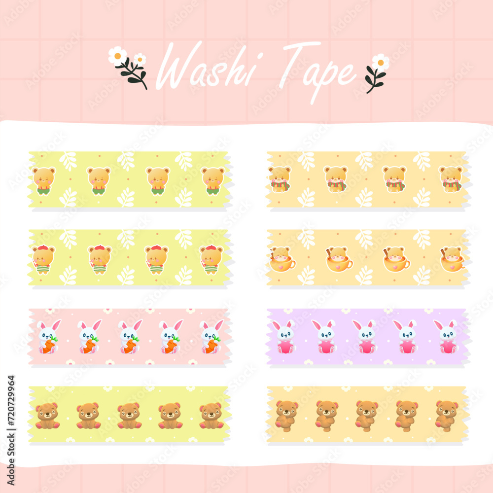 Cute hand-drawn washi tape set Cute hand-drawn washi tape set