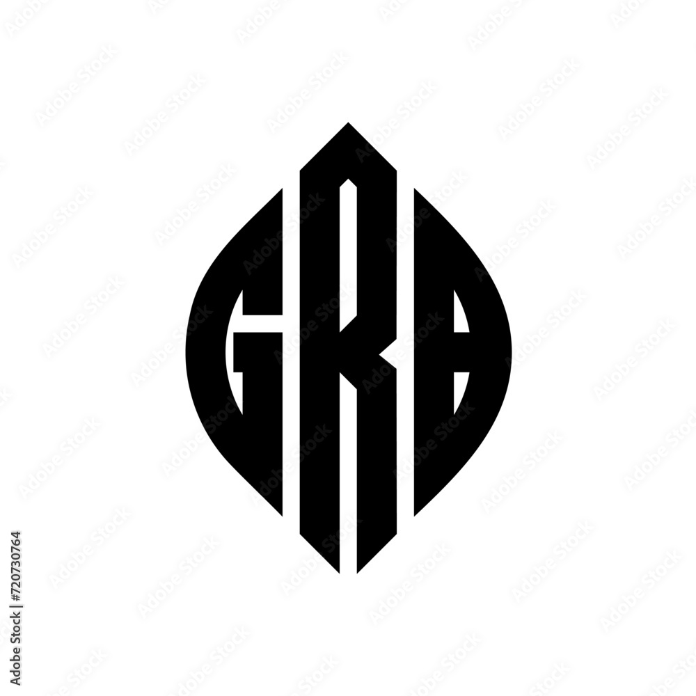 GRB circle letter logo design with circle and ellipse shape. GRB ellipse letters with typographic style. The three initials form a circle logo. GRB Circle Emblem Abstract Monogram Letter Mark Vector. - obrazy, fototapety, plakaty 