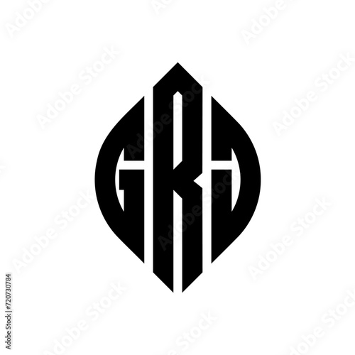 GRJ circle letter logo design with circle and ellipse shape. GRJ ellipse letters with typographic style. The three initials form a circle logo. GRJ Circle Emblem Abstract Monogram Letter Mark Vector. photo