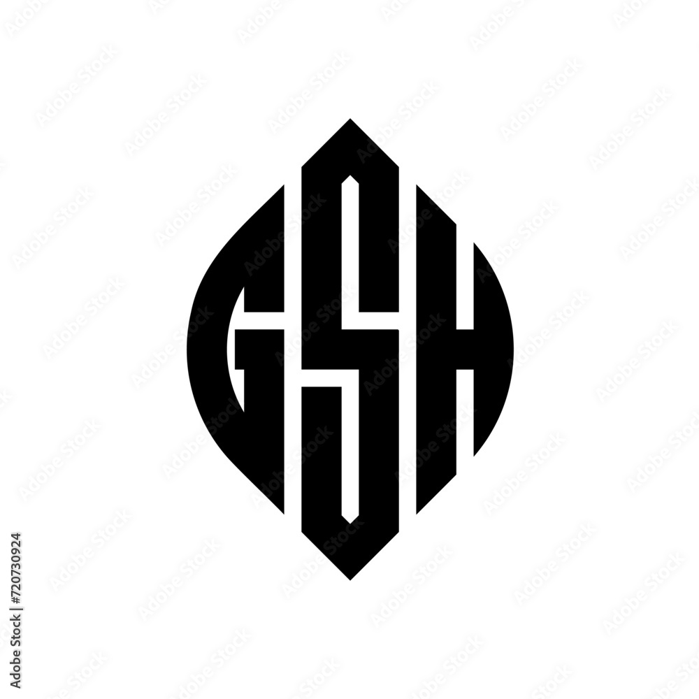 GSH circle letter logo design with circle and ellipse shape. GSH ellipse letters with typographic style. The three initials form a circle logo. GSH Circle Emblem Abstract Monogram Letter Mark Vector. GSH circle letter logo design with circle and ellipse shape. GSH ellipse letters with typographic style. The three initials form a circle logo. GSH Circle Emblem Abstract Monogram Letter Mark Vector.
