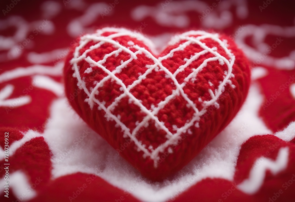 Fototapeta premium red background shape heart made wool White