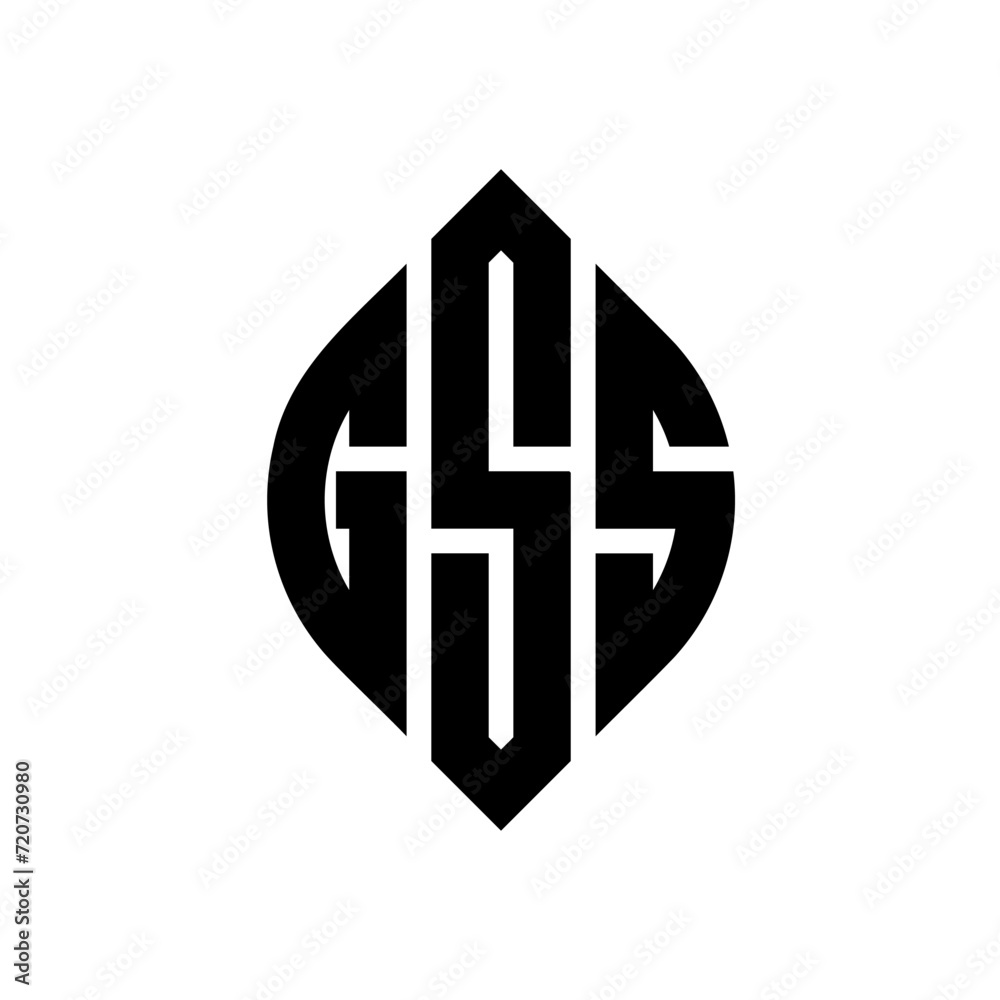 Obraz premium GSS circle letter logo design with circle and ellipse shape. GSS ellipse letters with typographic style. The three initials form a circle logo. GSS Circle Emblem Abstract Monogram Letter Mark Vector.