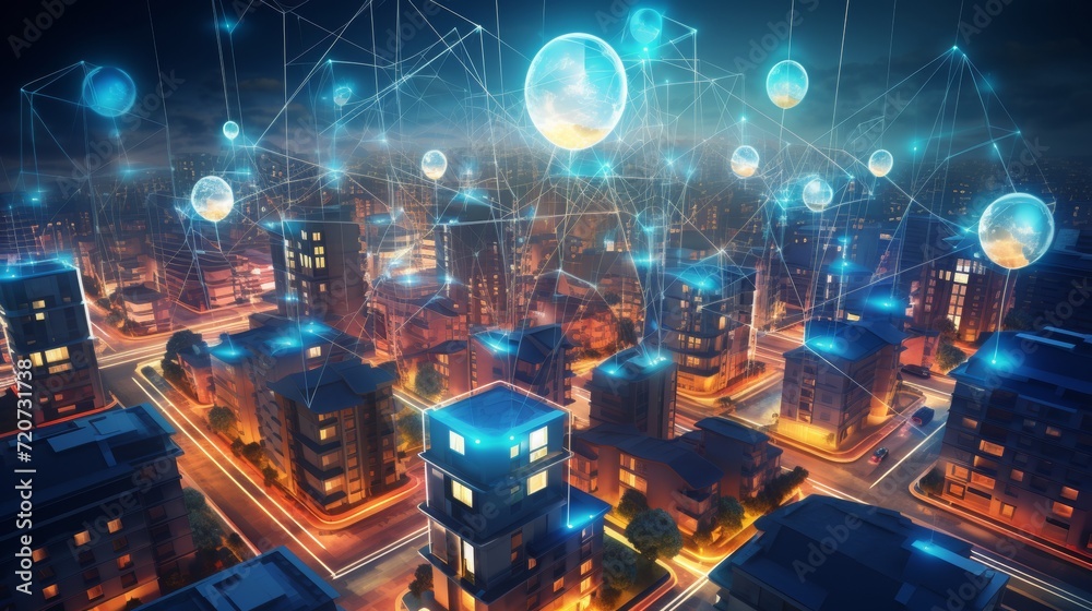 illustration, real estate tokenization connection with innovation, copy space, 16:9 illustration, real estate tokenization connection with innovation, copy space, 16:9