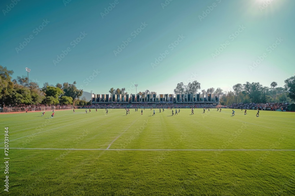 Large green field for baseball and football Large green field for baseball and football