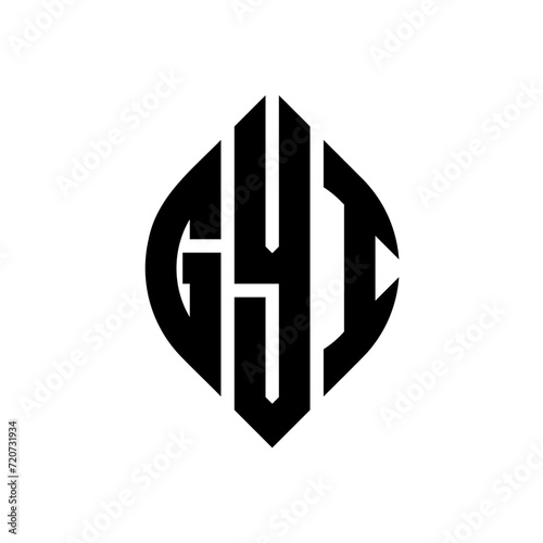 GYI circle letter logo design with circle and ellipse shape. GYI ellipse letters with typographic style. The three initials form a circle logo. GYI Circle Emblem Abstract Monogram Letter Mark Vector. photo
