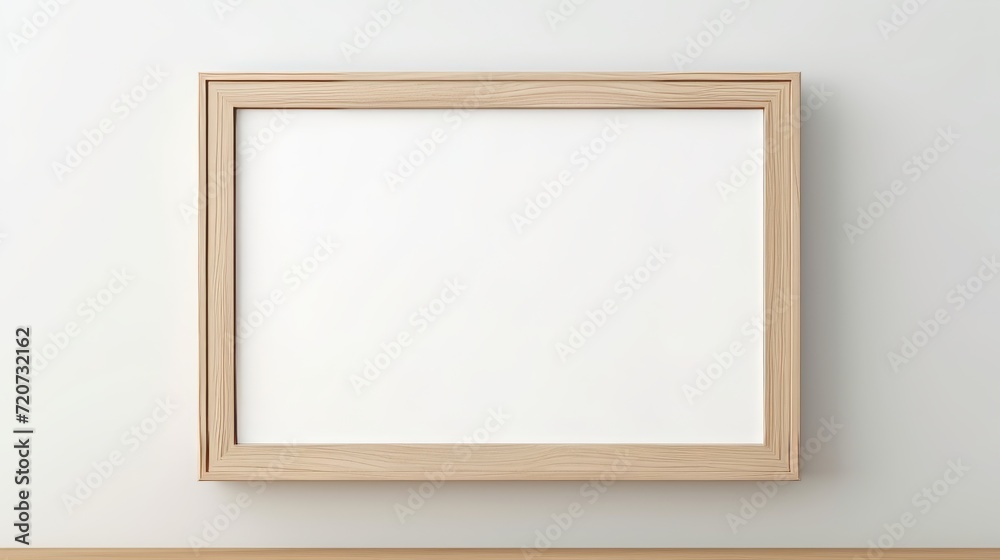 light wooden picture frame, blank white picture, blank white background, mockup, copy space, 16:9 light wooden picture frame, blank white picture, blank white background, mockup, copy space, 16:9