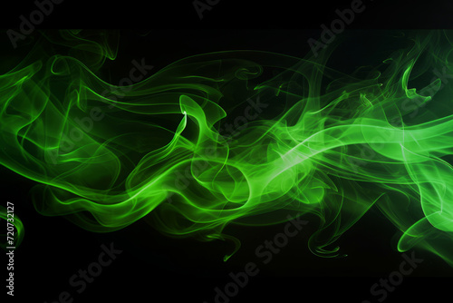 jets of poisonous green smoke on a black background. abstract texture of flying smoke.