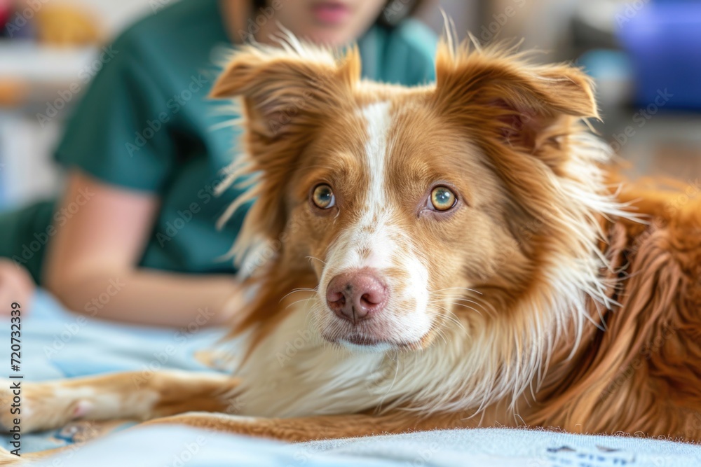 Portrait of a dog in a veterinary clinic: health care