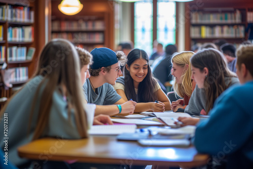 group of young students on study table together