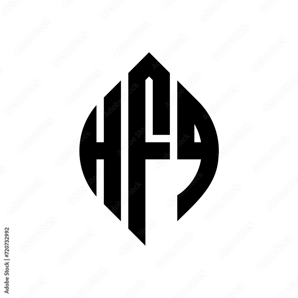 Fototapeta premium HFQ circle letter logo design with circle and ellipse shape. HFQ ellipse letters with typographic style. The three initials form a circle logo. HFQ circle emblem abstract monogram letter mark vector.