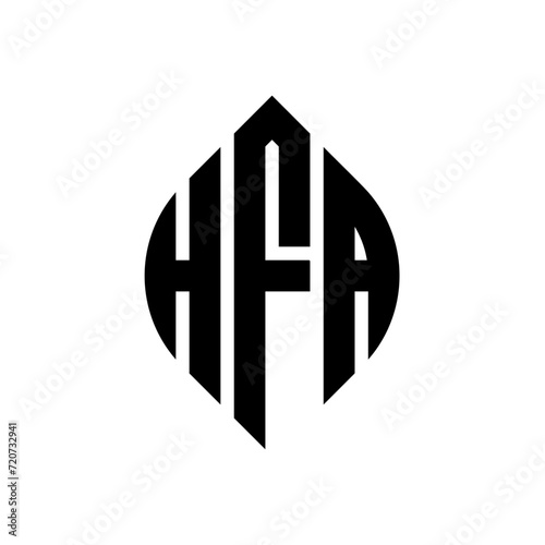 HFA circle letter logo design with circle and ellipse shape. HFA ellipse letters with typographic style. The three initials form a circle logo. HFA circle emblem abstract monogram letter mark vector. photo