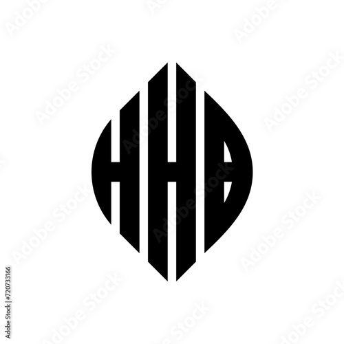 HHB circle letter logo design with circle and ellipse shape. HHB ellipse letters with typographic style. The three initials form a circle logo. HHB circle emblem abstract monogram letter mark vector. photo