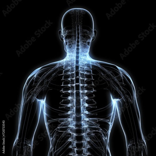 A back of a person with pain in the spine
